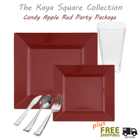 Square Red Tableware Wedding Package - Posh Party Supplies