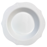 10 oz White & White Antique Plastic Soup Bowls - Posh Party Supplies