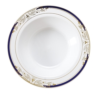 Signature blue and gold rim plastic soup bowls