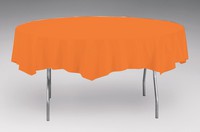 Disposable Sunkissed Orange Round Paper Tablecloths - Posh Party Supplies
