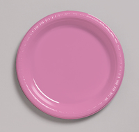 Disposable 10.25" Candy Pink Plastic Dinner Plates  - Posh Party Supplies