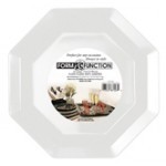 Elegant White 7" Octagonal Plastic Lunch Plates  - www.poshpartysupplies.com