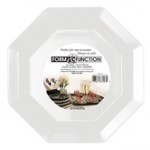 Elegant White 10.25" Octagonal Plastic Banquet Plates  - www.poshpartysupplies.com