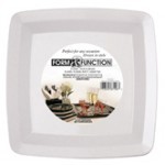 Elegant White 10.25" Square Plastic Banquet Plates  - www.poshpartysupplies.com