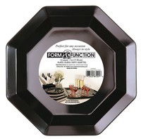 Elegant Black Disposable 10.25" Octagonal Plastic Dinner Plates - www.poshpartysupplies.com