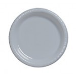 Discounted Shimmering Silver 8.75" Plastic Dinner Plates  - Posh Party Supplies