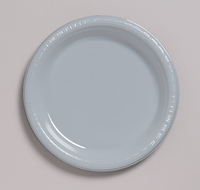 Discounted Shimmering Silver Plastic 10.25" Dinner Plates  - Posh Party Supplies