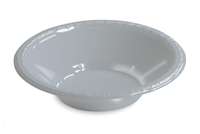 Disposable Shimmering Silver 12 Oz. Plastic Bowl - Posh Party Supplies
