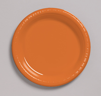 Discounted Sunkissed Orange 8.75" Plastic Dinner Plates  - Posh Party Supplies