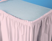 Disposable Classic Pink Plastic 14' Tableskirts - Posh Party Supplies