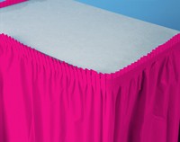Disposable Hot Magenta Plastic 14' Tableskirts - Posh Party Supplies