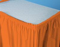 Disposable Sunkissed Orange Plastic 14' Tableskirts - Posh Party Supplies