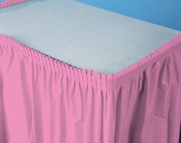 Disposable Candy Pink Plastic 14' Tableskirts - Posh Party Supplies