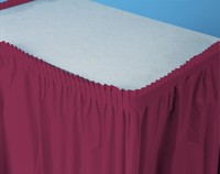 Disposable Burgundy Plastic 14' Tableskirts - Posh Party Supplies