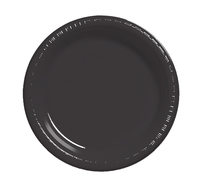 Disposable Black 7" Plastic Dessert Plates - Posh Party Supplies