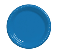 Disposable True Blue 7" Plastic Dessert Plates  - Posh Party Supplies