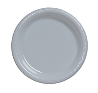 Discounted Shimmering Silver 9" Plastic Dinner Plates  - Posh Party Supplies