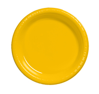 Discounted School Bus Yellow 10.25" Plastic Banquet Plates  - Posh Party Supplies