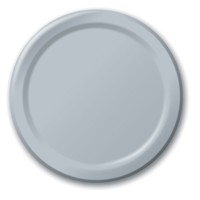Discounted Shimmering Silver Paper Dinner Plates - Posh Party Supplies