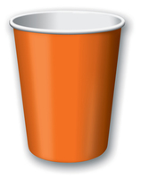 Discounted Sunkissed Orange Solid 9 Oz. Hot and Cold Paper Cups - Posh Party Supplies