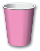 Discounted Candy Pink Solid 9 Oz. Hot and Cold Paper Cups - Posh Party Supplies